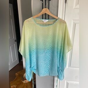 Northern Reflections Ombre Animal Print Sheer Blouse  Size Medium 3/$30